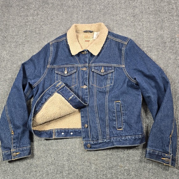 C.E. Schmidt Workwear Jackets & Blazers - C.E. Schmidt Workwear Jacket Womens XL Blue Denim Lined Sherpa Collar Pockets